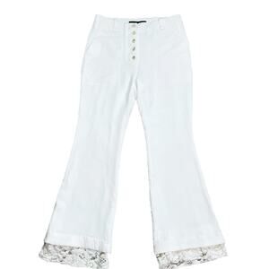 Proenza Schouler White Trousers With Lace Hem Size 0